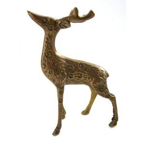 VTG Deer Standing Buck Mid Century Modern Brass Metal - Textured Figure Statue